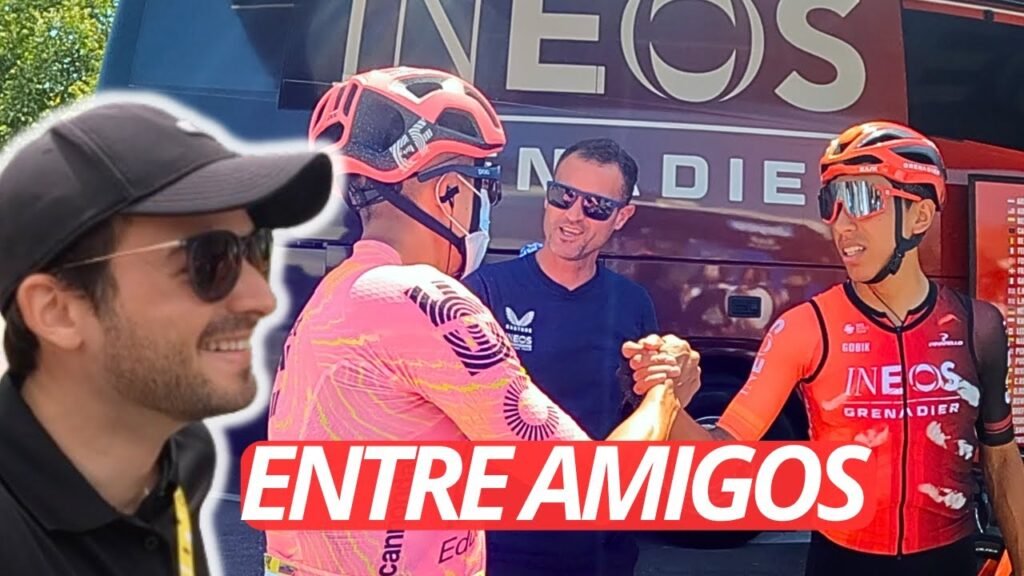 BERNAL FELICITA a CARAPAZ por la VICTORIA / ETAPA 18 TOUR de FRANCIA 2024 2 BERNAL FELICITA a CARAPAZ por la VICTORIA ETAPA 18