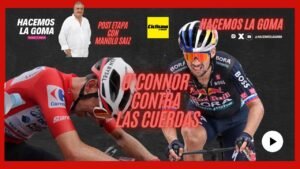 POST ETAPA 13 LAVUELTA24 ROGLIC APRIETA A OCONNOR CHARLA