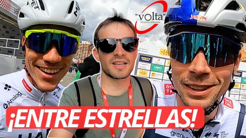 CHARLANDO con ROGLIC y AYUSO en la SALIDA de VOLTA CATALUNYA 1 CHARLANDO con ROGLIC y AYUSO en la SALIDA de VOLTA