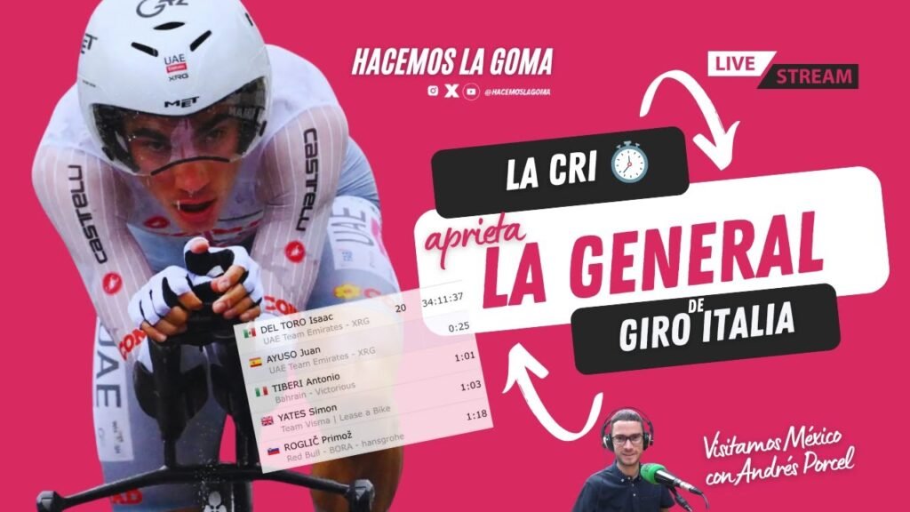 La CRI y la lluvia aprietan el giro 2025 - Del Toro +25" Ayuso, +1:18 Roglic 8 La CRI y la lluvia aprietan el giro 2025